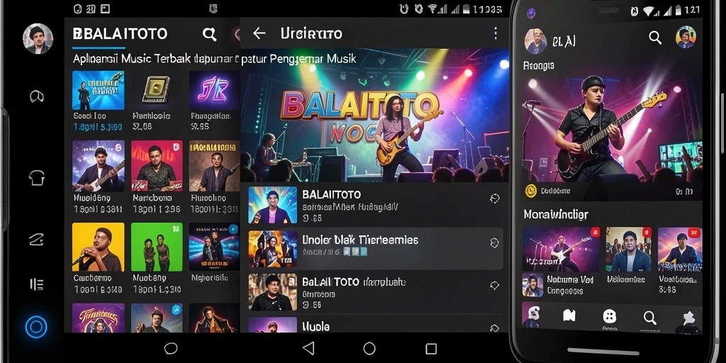 Screenshot utama BALAITOTO menampilkan antarmuka aplikasi musik yang menarik dan interaktif.