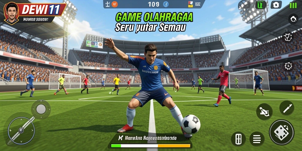 Tangkapan layar aksi seru dalam game olahraga DEWI11.