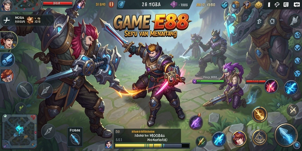 Gameplay MOBA yang seru dan cepat dari E88.
