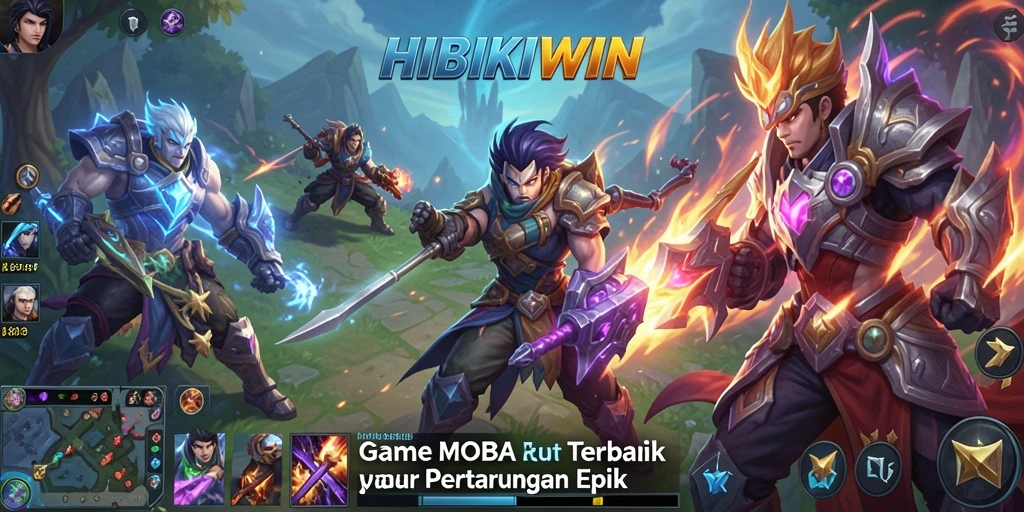 Screenshot HIBIKIWIN menampilkan aksi seru dalam permainan MOBA.