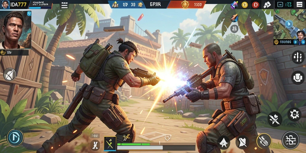Tampilan gameplay IDA777 menampilkan aksi seru dalam pertempuran Battle Royale.