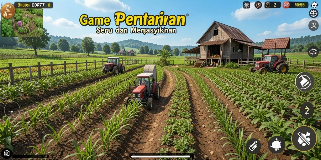 Screenshot gameplay IDR77 yang menunjukkan aktivitas pertanian yang menyenangkan.