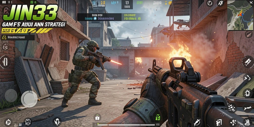 Gameplay JIN33 menampilkan aksi tembak-menembak yang intens.