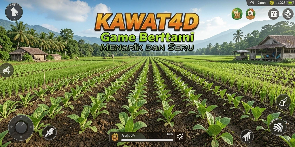 Screenshot utama KAWAT4D menunjukkan aktivitas bertani yang dinamis dan seru.