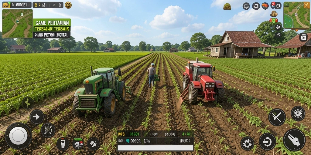 Tampilan gameplay interaktif dalam dunia pertanian yang menarik.
