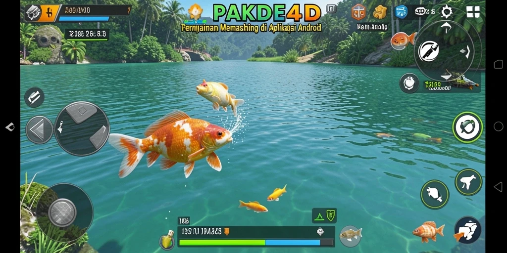 Screenshot menunjukkan gameplay memancing yang seru dan menantang.