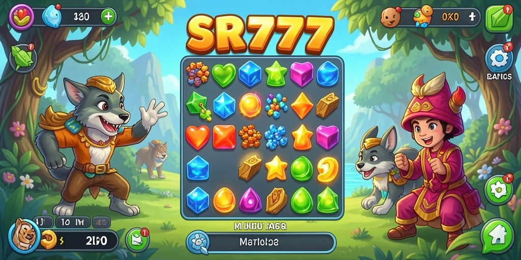 Tampilan gameplay menyenangkan dalam permainan Match-3 SR777.