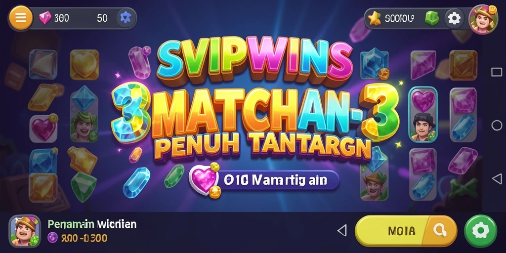 Tampilan gameplay SVIPWINS yang menarik dengan tantangan match-3.